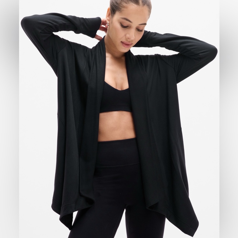 Athleta Pranayama Restore Wrap Black Like New Yoga Lounge L - Picture 2 of 4